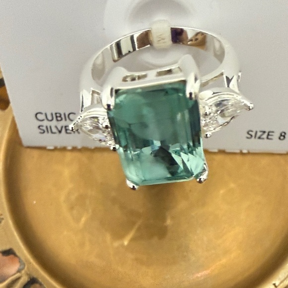 Charter Club Jewelry - Charter Club
Silver-Tone Pavé &  Turquoise Square Crystal Ring